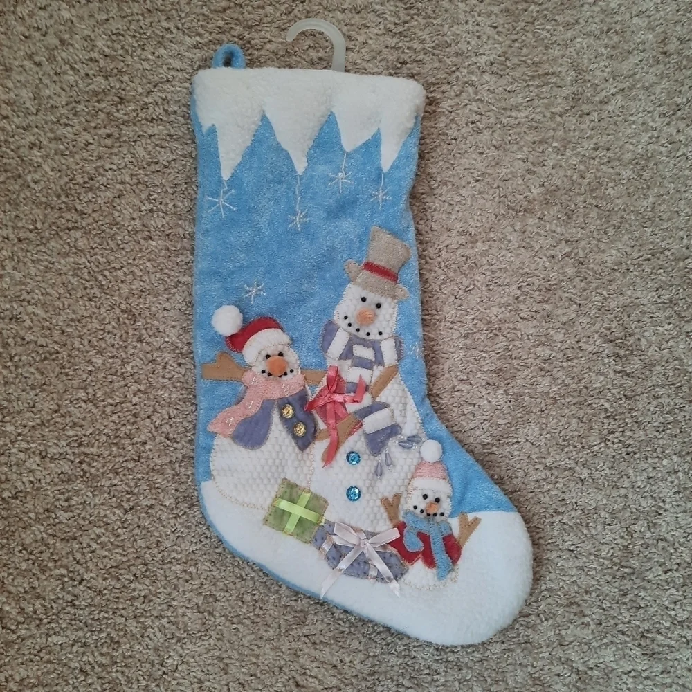 NWOT Crystal Snow decorative Christmas holiday winter snowmen hanging stocking